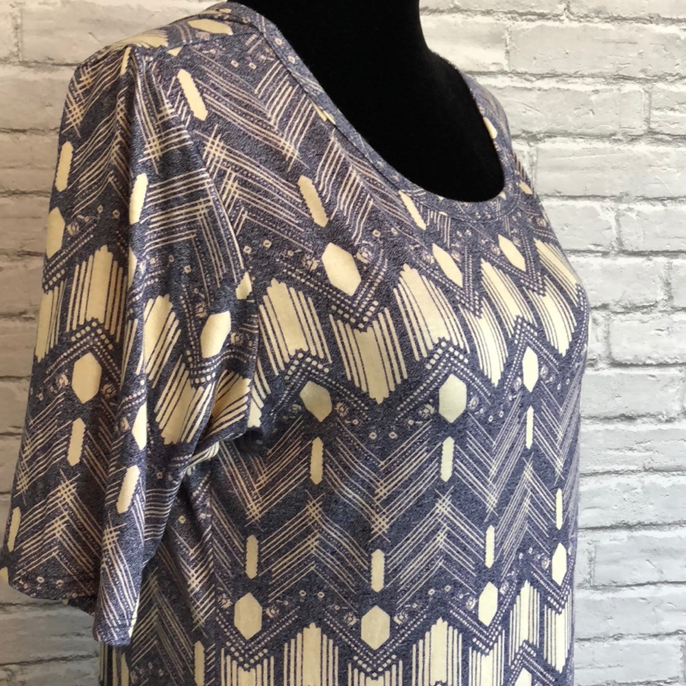 Lularoe Julia indigo & cream geometric dress L - Picture 2 of 8
